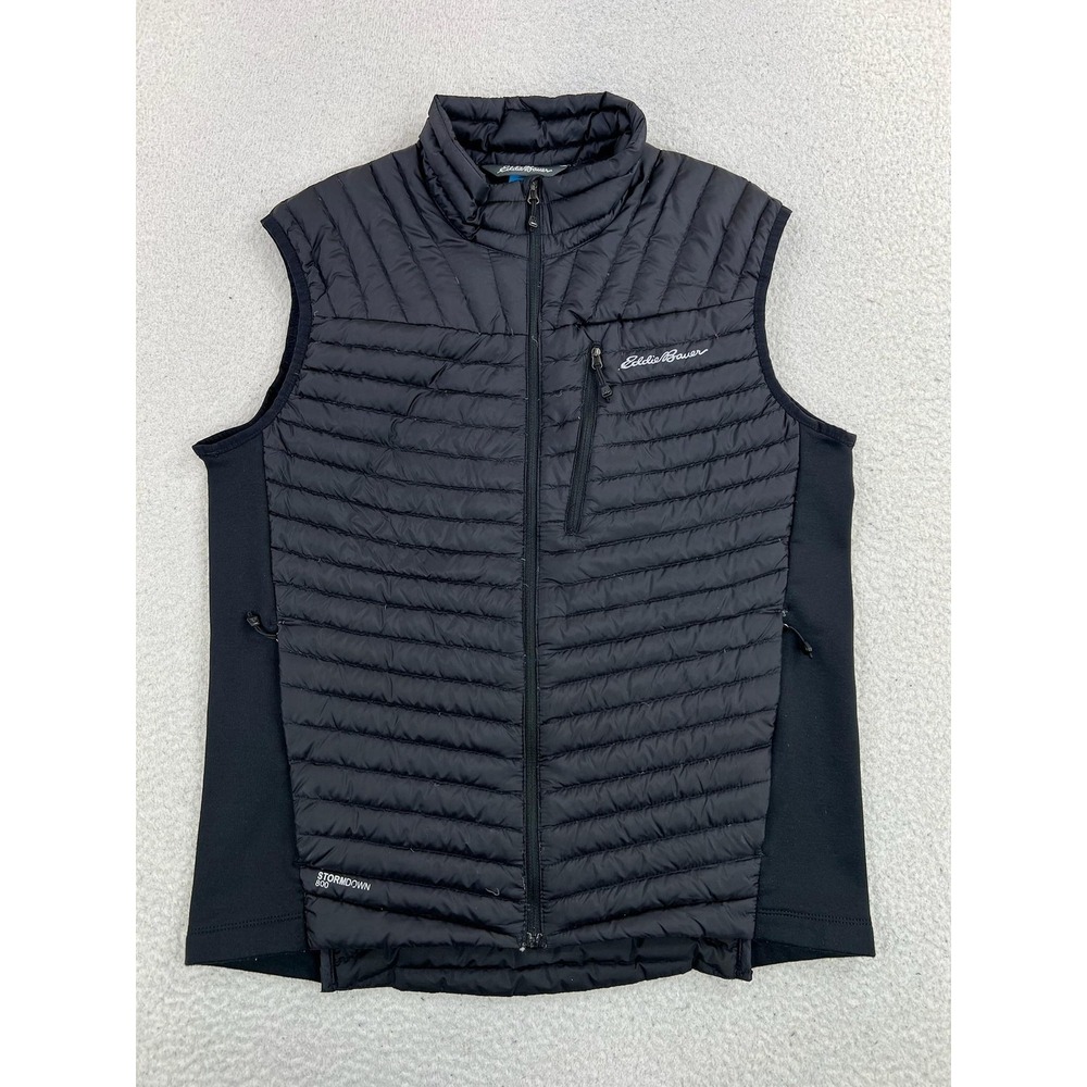 Eddie Bauer StormDown 800 Vest Mens Medium Black Pertex Quantum Puffer Full Zip